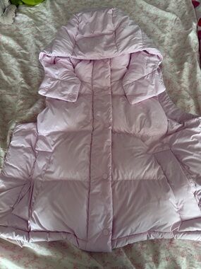 lululemon athletica Light Pink Puffer Vest with Hood
